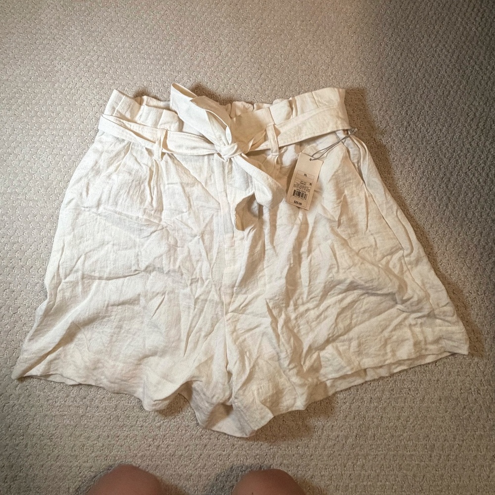 A New Day high waisted linen paperbag shorts